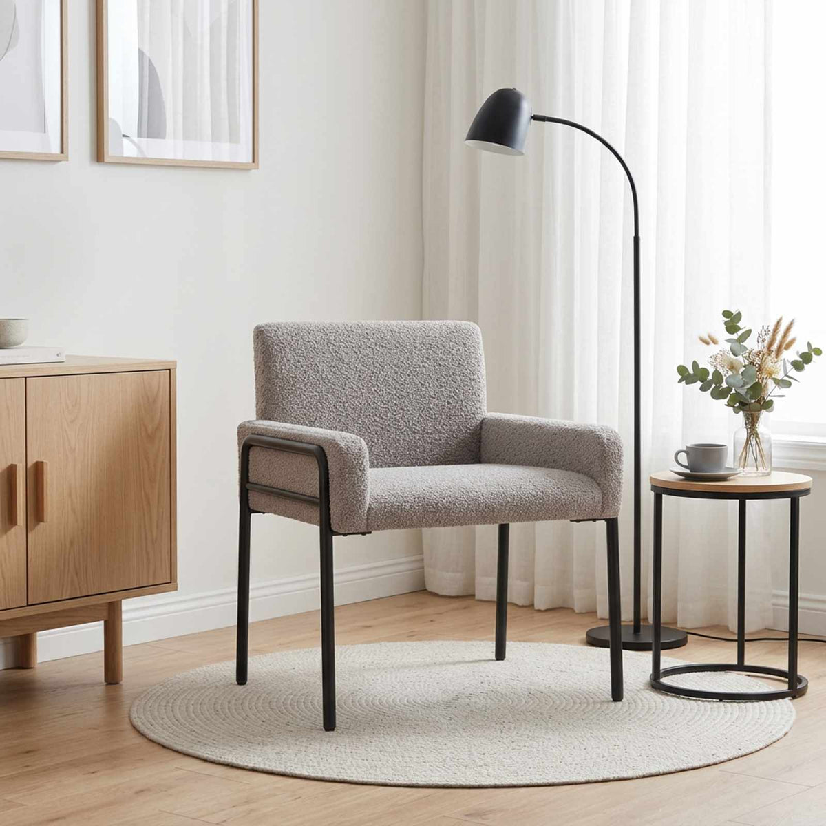 Accentstoel Lichtgrijs Bouclé is nu te koop bij PeponiXL, paradijselijk wonen!