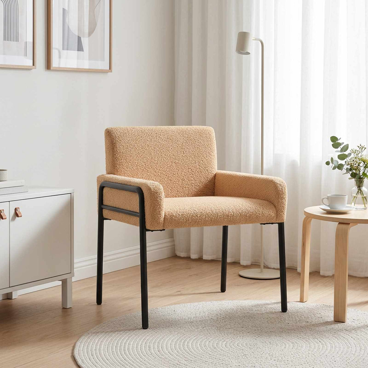 Accentstoel Beige Bouclé is nu te koop bij PeponiXL, paradijselijk wonen!