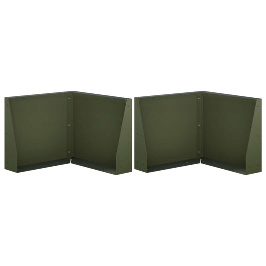 vidaXL Keerwand 2 st 50 x 50 x 30 cm Staal Olijfgroen