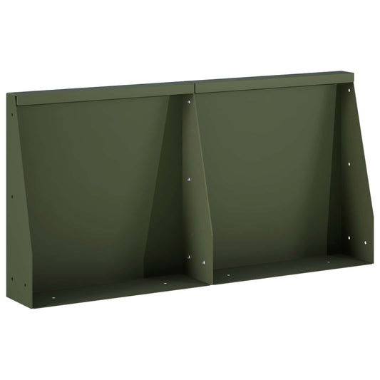 vidaXL Keerwand 2 st 40 x 12 x 50 cm Staal Olijfgroen