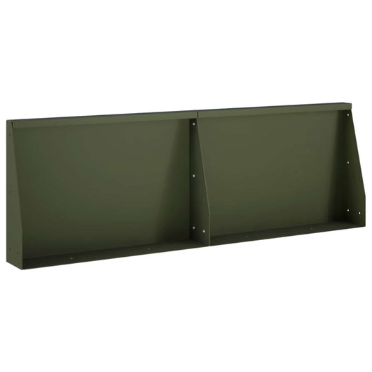 vidaXL Keerwand 2 st 60 x 12 x 30 cm Staal Olijfgroen