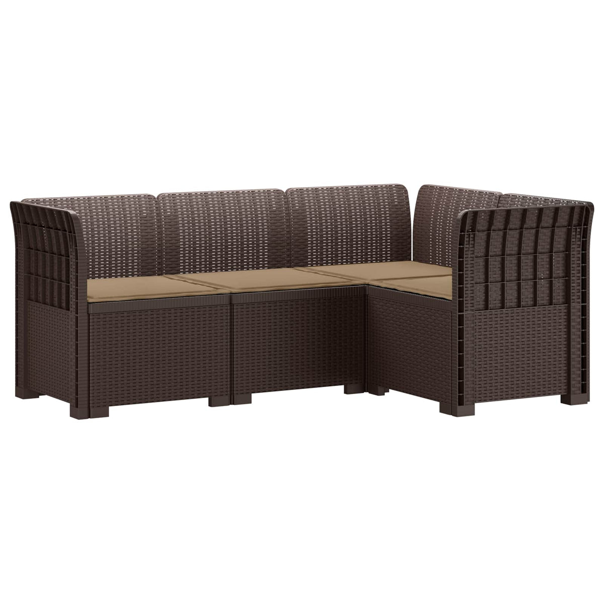 4-Zits Tuin Sofa met Kussens Rattan Look PP Bruin is nu te koop bij PeponiXL, paradijselijk wonen!