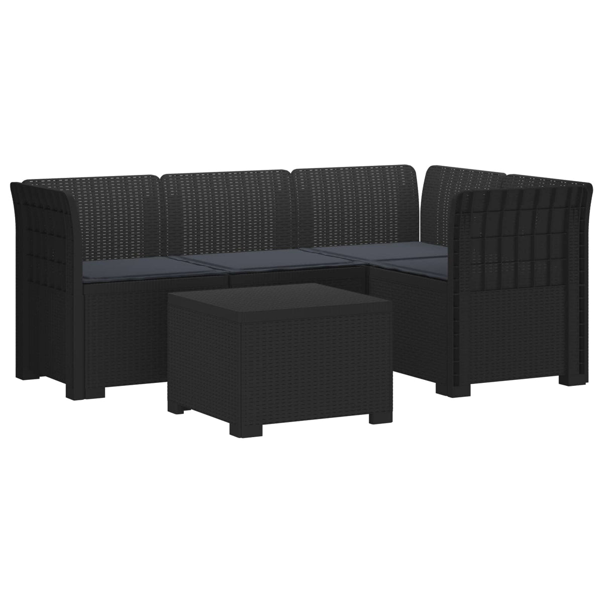 4-Persoons Tuinbank met Kussens Rieten Look PP Antraciet is nu te koop bij PeponiXL, paradijselijk wonen!