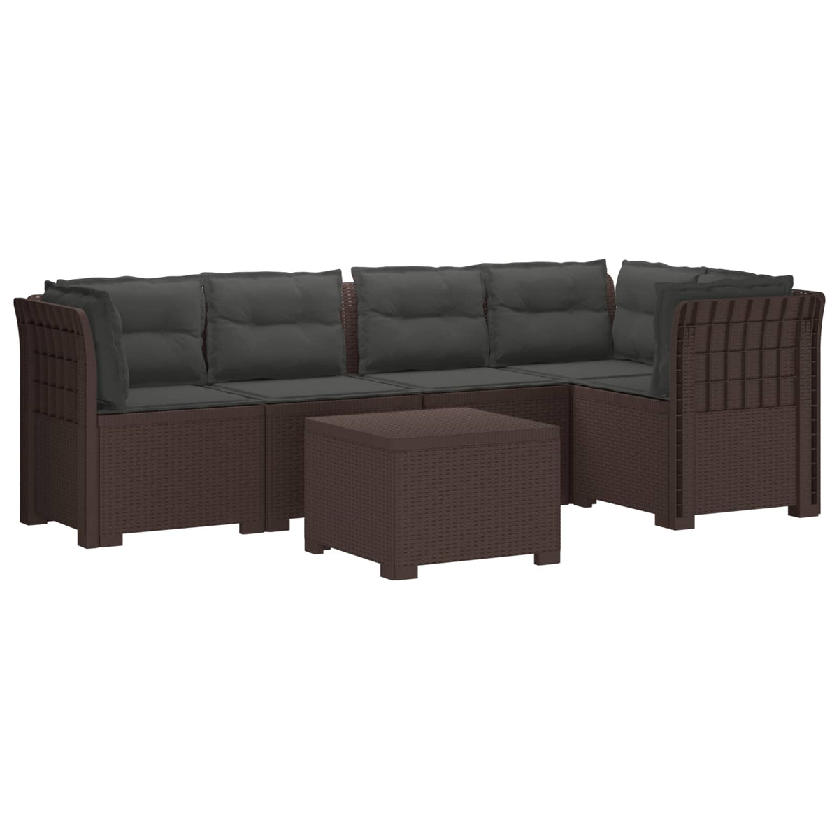 5-Zits Tuin Sofa met Kussens Rattan Look PP Bruin is nu te koop bij PeponiXL, paradijselijk wonen!