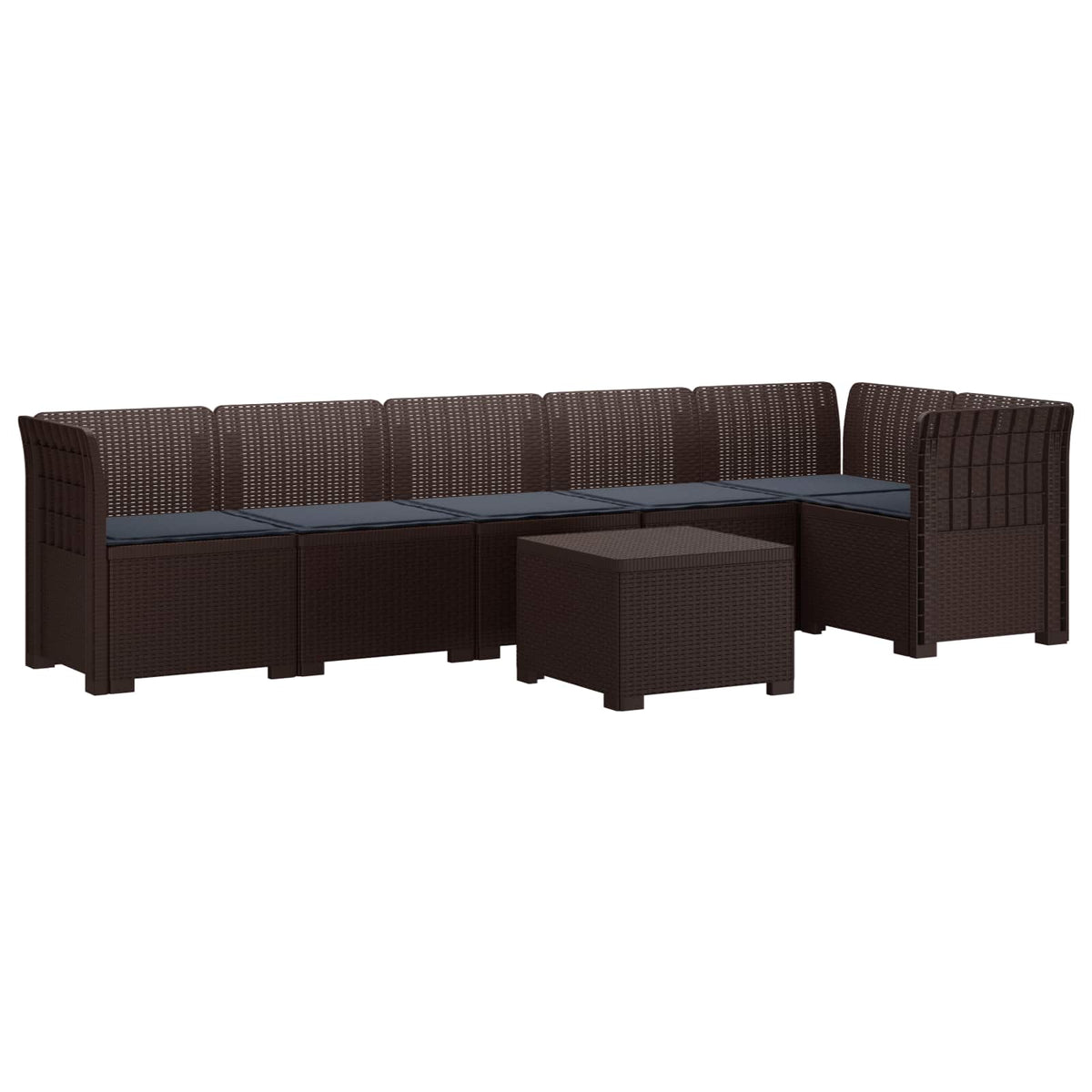 6-Zits Tuin Sofa met Kussens Rattan Look PP Bruin is nu te koop bij PeponiXL, paradijselijk wonen!