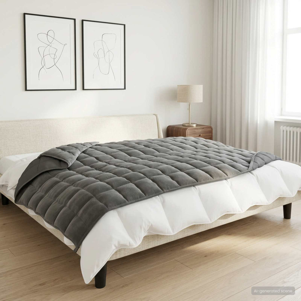 Verzwaringsdeken Antraciet 152 x 203 cm 11 kg 100% Katoen 205T is nu te koop bij PeponiXL, paradijselijk wonen!