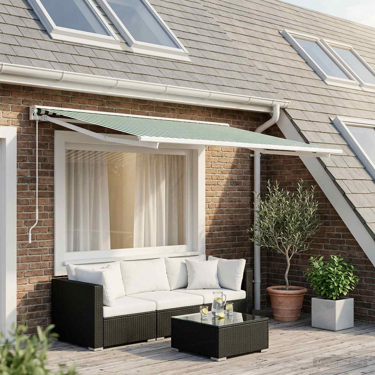Vervangingsdoek voor zonnescherm Groen en Wit 300 x 250 cm is nu te koop bij PeponiXL, paradijselijk wonen!