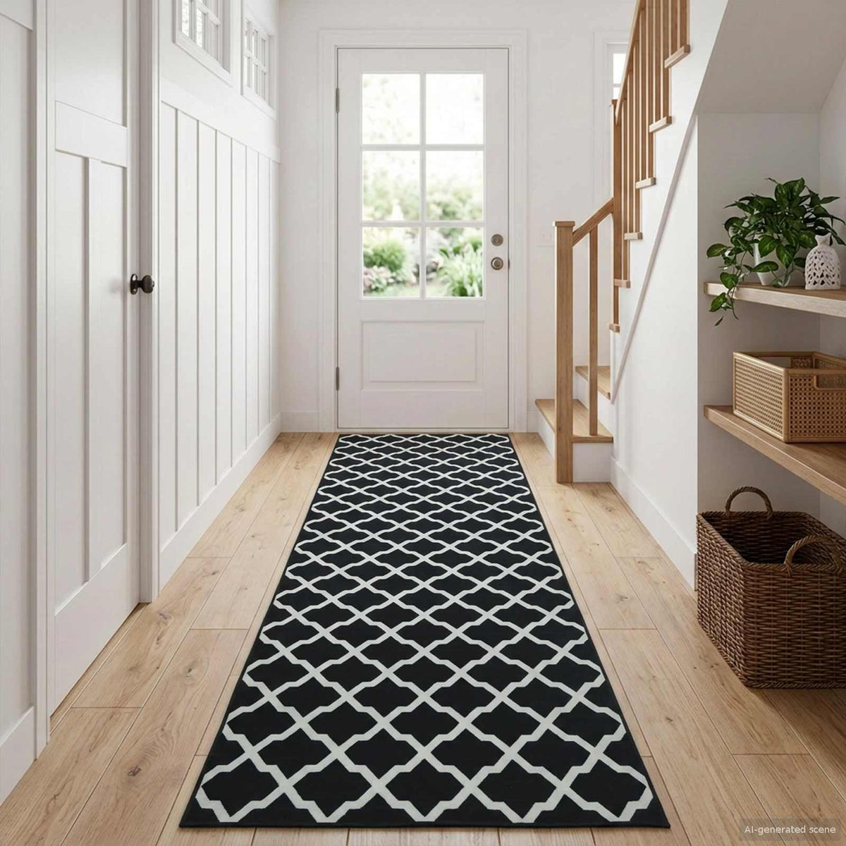 vidaXL Vloerkleedloper LESAKA Zwart en wit 50 x 100 cm Diamantvelours