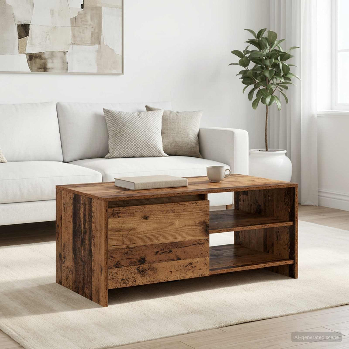 Salontafel Oud hout 102 x 50 x 45 cm Bewerkt hout is nu te koop bij PeponiXL, paradijselijk wonen!