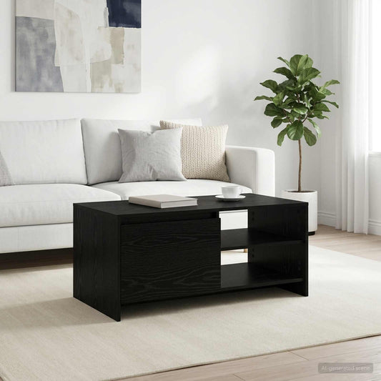 Salontafel Zwart eiken 102 x 50 x 45 cm Bewerkt hout is nu te koop bij PeponiXL, paradijselijk wonen!