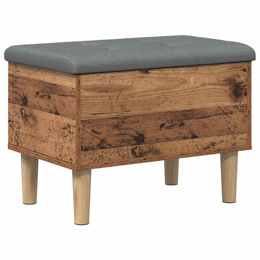vidaXL Opbergbank met kussen Eikenhout 62 x 42 x 46 cm Bewerkt hout