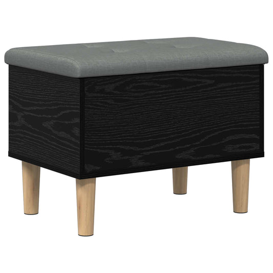 vidaXL Opbergbank met kussen Zwart eiken 62 x 42 x 46 cm Bewerkt hout