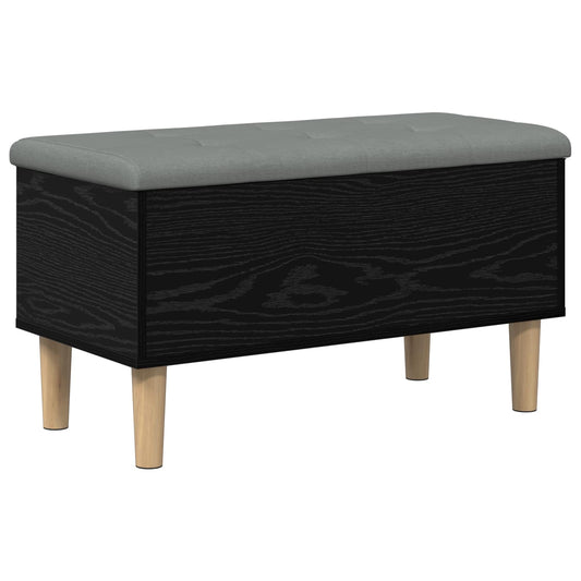 vidaXL Opbergbank met kussen Zwart eiken 82 x 42 x 46 cm Bewerkt hout