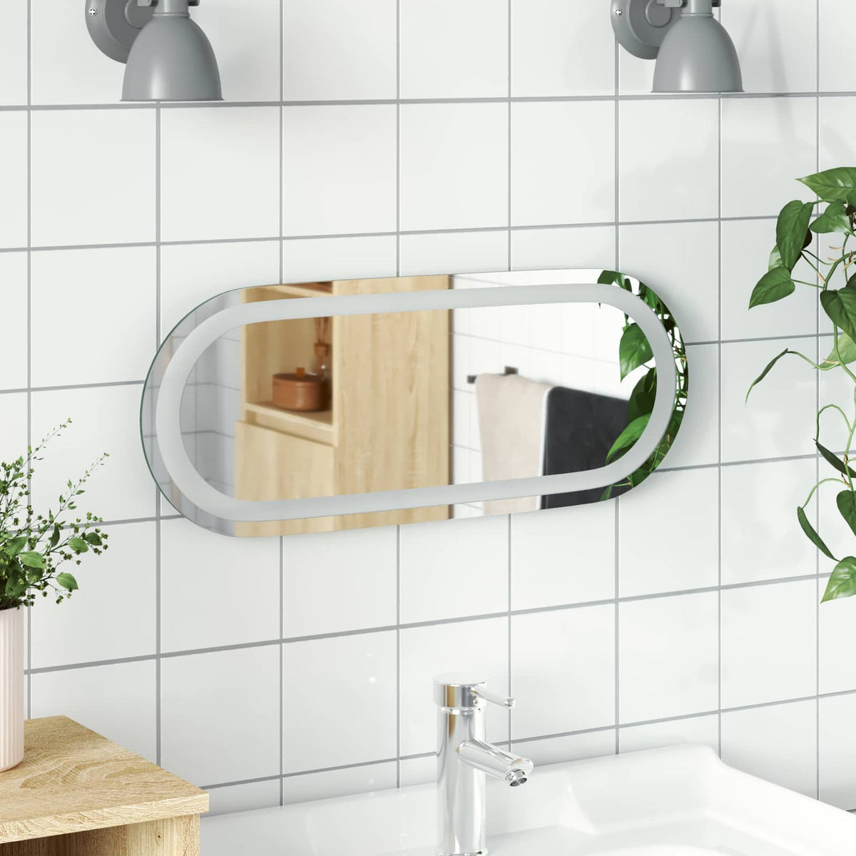 LED Badkamer Spiegel Transparant 50 x 20 cm gehard glas is nu te koop bij PeponiXL, paradijselijk wonen!