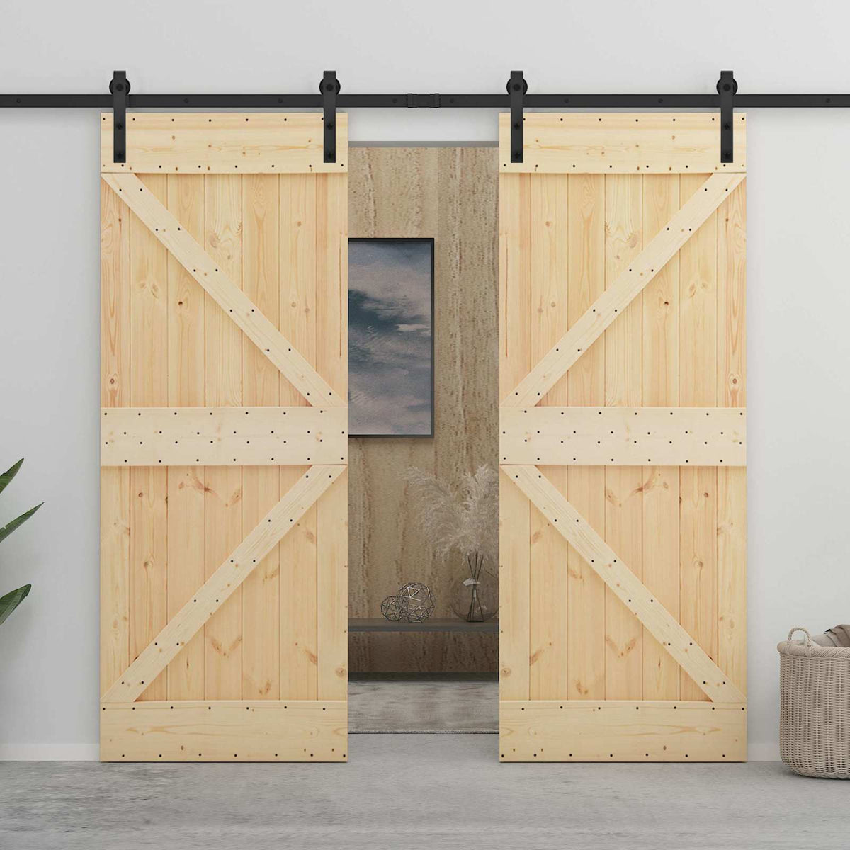 Schuifdeur 2 pcs 100 x 210 cm Massief grenenhout is nu te koop bij PeponiXL, paradijselijk wonen!