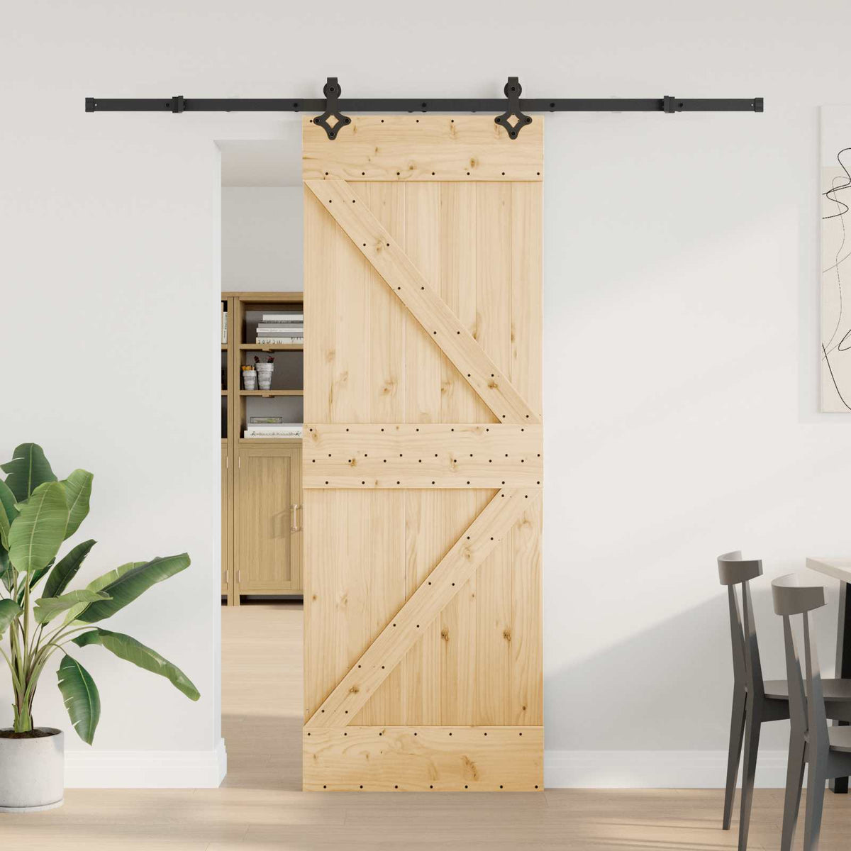 Schuifdeur NARVIK Naturel en Zwart 70 x 210 cm (213,5 cm) is nu te koop bij PeponiXL, paradijselijk wonen!