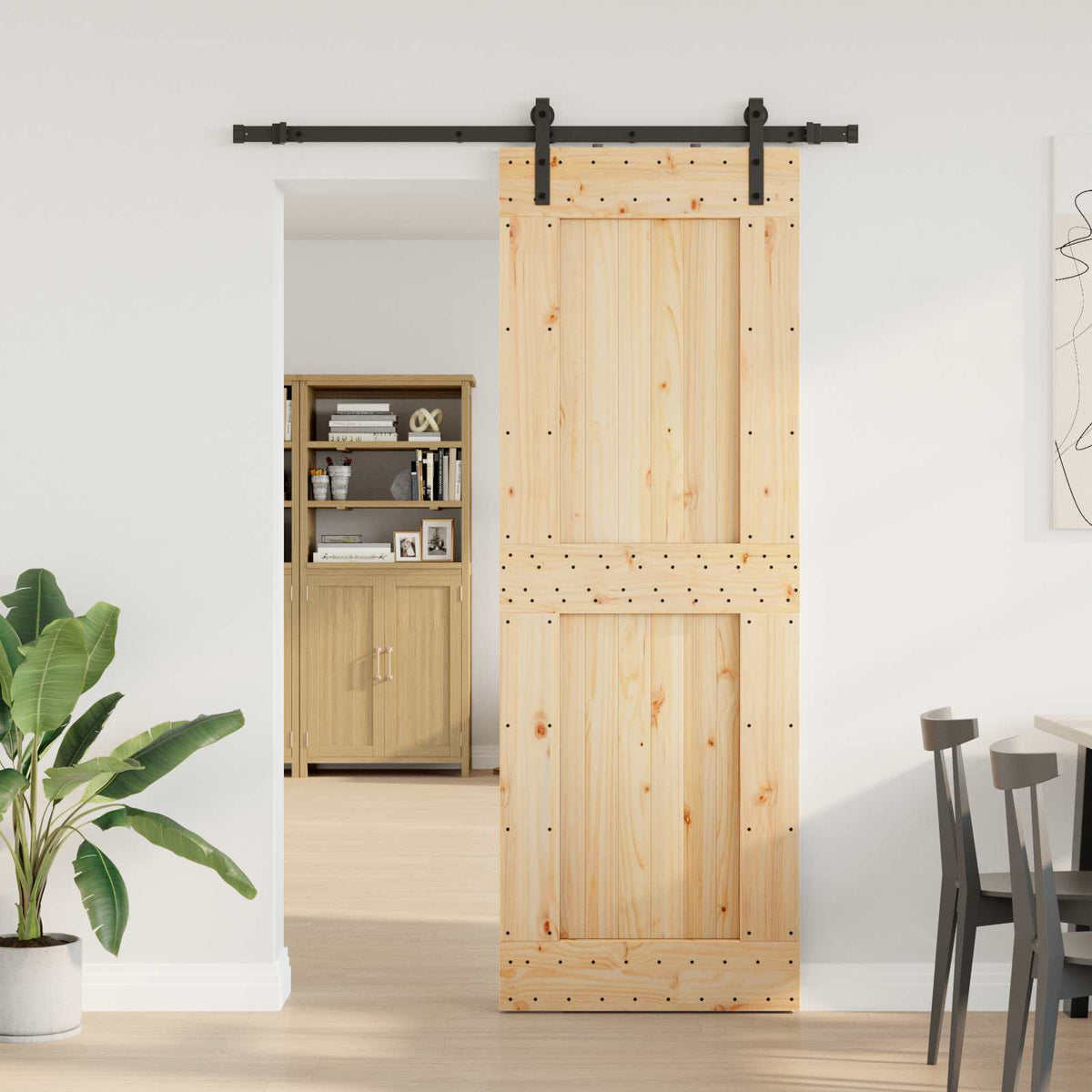 Schuifdeur NARVIK Naturel en Zwart 80 x 210 cm (152,5 cm) is nu te koop bij PeponiXL, paradijselijk wonen!