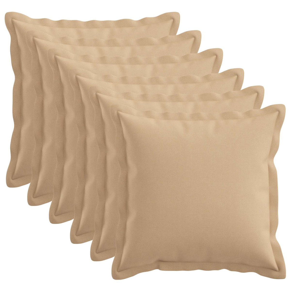 Kussen met kussen HOUTEN 6 st Crèmekleurig Faux Linnen is nu te koop bij PeponiXL, paradijselijk wonen!