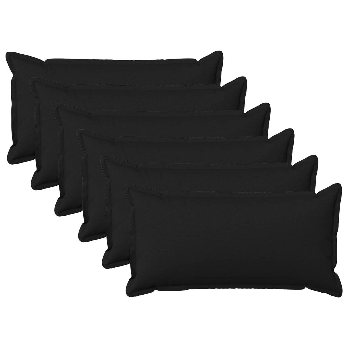 Kussen met kussen HOUTEN 6 st Zwart Faux Linnen is nu te koop bij PeponiXL, paradijselijk wonen!