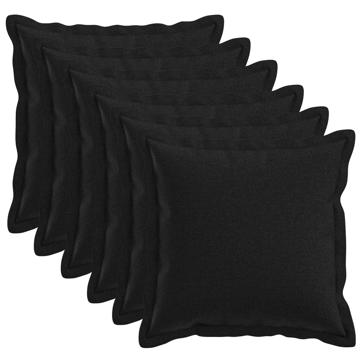 Kussen met kussen HOUTEN 6 st Zwart Faux Linnen is nu te koop bij PeponiXL, paradijselijk wonen!