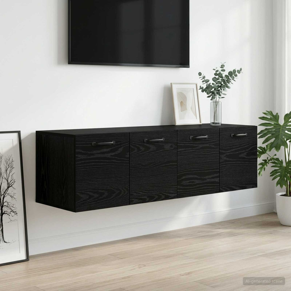 Wandkast 2 st 120 x 36,5 x 35 cm Bewerkt hout Zwart eiken is nu te koop bij PeponiXL, paradijselijk wonen!
