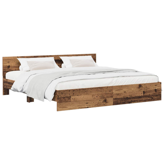 Bedframe met Hoofdeinde Oud hout 200 x 200 cm Bewerkt hout is nu te koop bij PeponiXL, paradijselijk wonen!