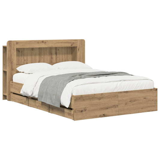 Bedframe met opbergruimte en hoofdbord Artisanaal eiken is nu te koop bij PeponiXL, paradijselijk wonen!