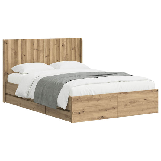 Bedframe met opbergruimte en hoofdbord Artisan Oak 120 x 200 cm is nu te koop bij PeponiXL, paradijselijk wonen!