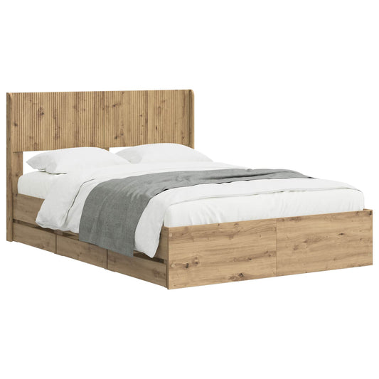 Bedframe met opbergruimte en hoofdbord Artisan Oak 120 x 200 cm is nu te koop bij PeponiXL, paradijselijk wonen!