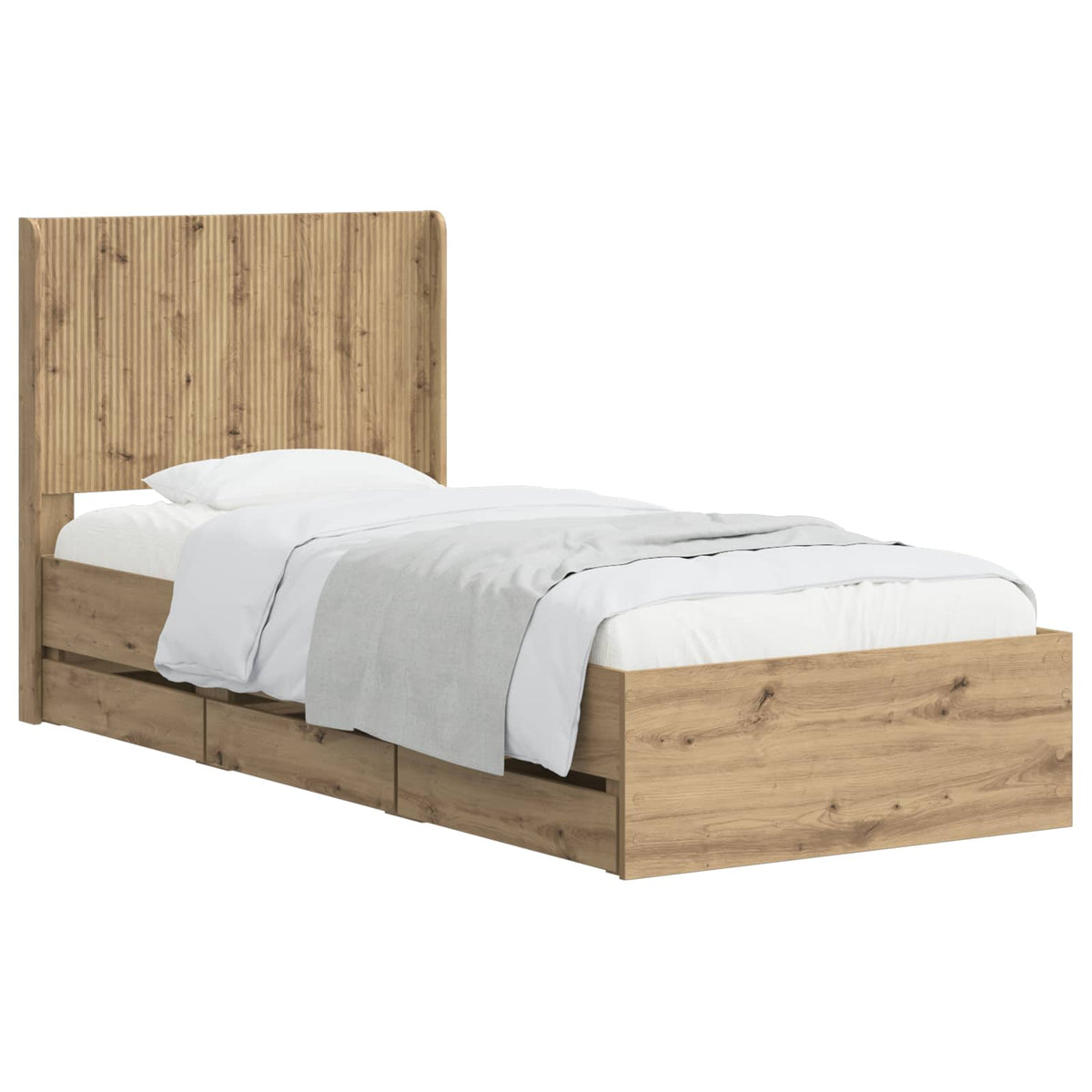 vidaXL Bedframe met opbergruimte en hoofdbord Artisan Oak 90 x 200 cm