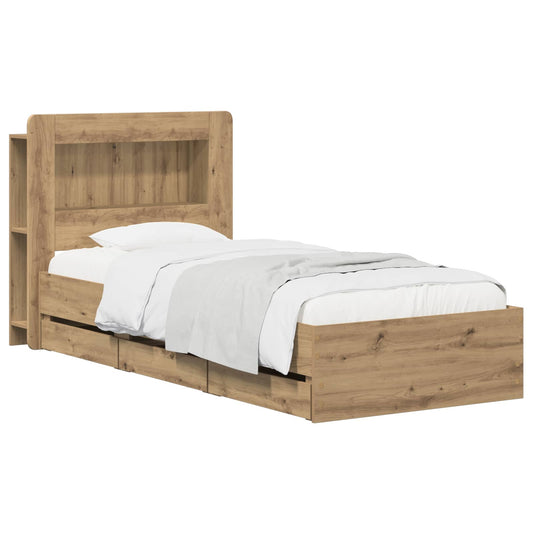 Bedframe met opbergruimte en hoofdbord Artisanaal eiken is nu te koop bij PeponiXL, paradijselijk wonen!