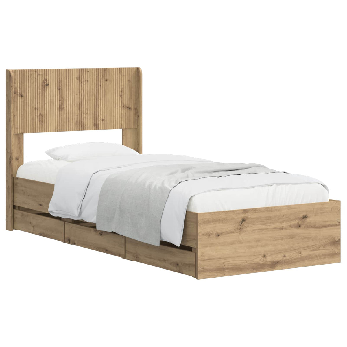 vidaXL Bedframe met opbergruimte en hoofdbord Artisan Oak 90 x 200 cm