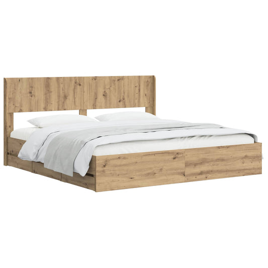 Bedframe met opbergruimte en hoofdbord Artisan Oak 180 x 200 cm is nu te koop bij PeponiXL, paradijselijk wonen!