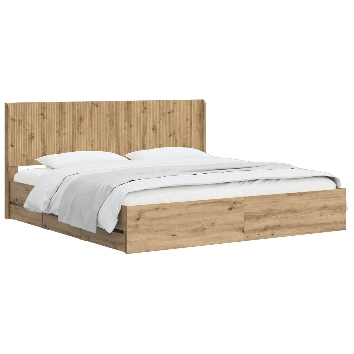 Bedframe met opbergruimte en hoofdbord Artisan Oak 180 x 200 cm is nu te koop bij PeponiXL, paradijselijk wonen!
