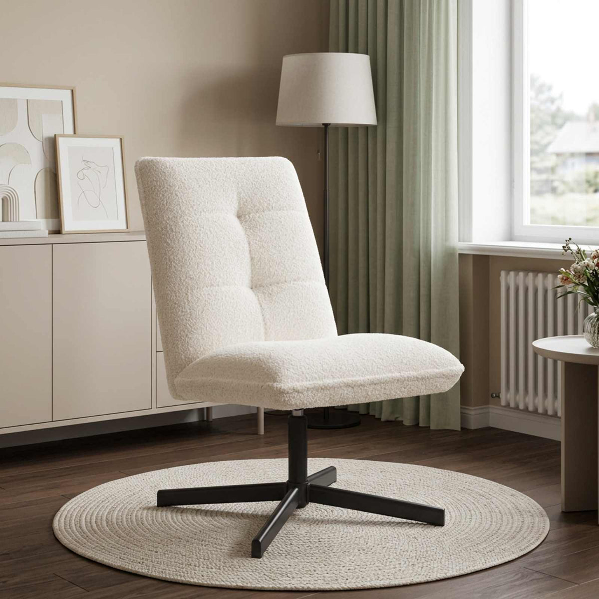 Draaistoel Crèmekleurig Bouclé is nu te koop bij PeponiXL, paradijselijk wonen!