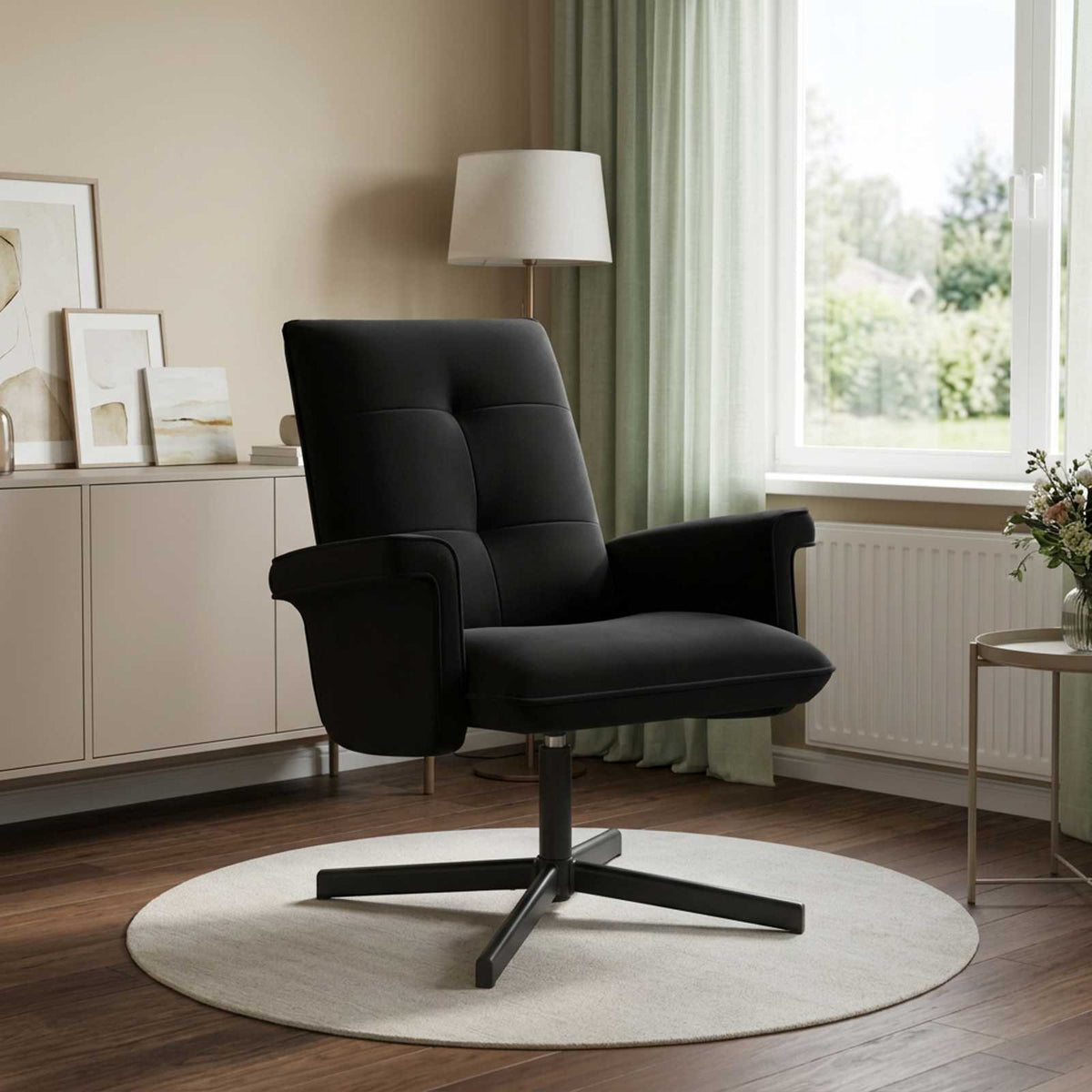 Draaistoel Zwart fluweel is nu te koop bij PeponiXL, paradijselijk wonen!