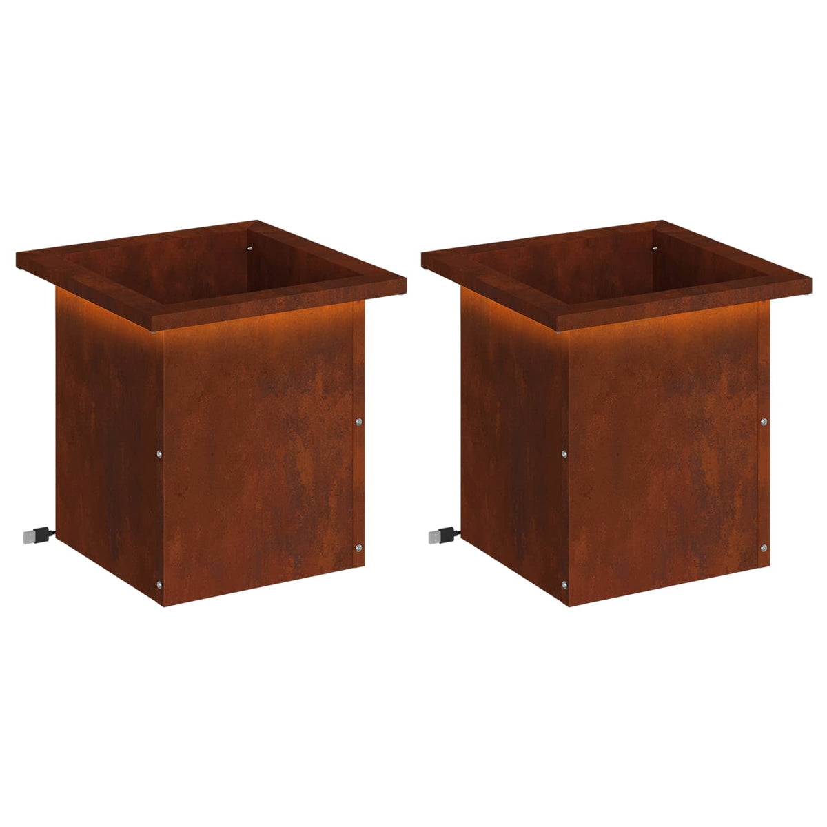 Plantenbak met led 2 st Roestkleurig 30 x 30 x 30 cm is nu te koop bij PeponiXL, paradijselijk wonen!