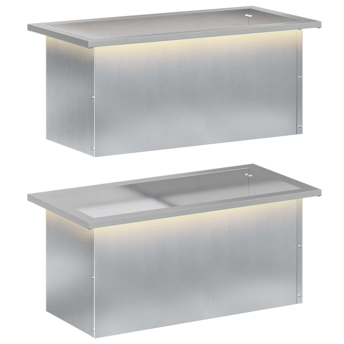 vidaXL Plantenbak met led 2 st zilver 30 x 60 x 30 cm