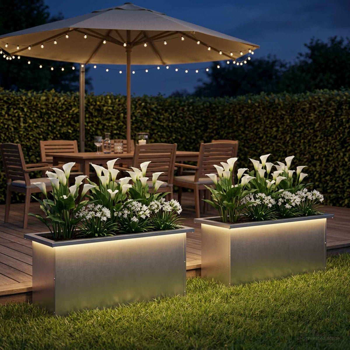 Plantenbak met led 2 st zilver 30 x 80 x 30 cm Roestvrij staal is nu te koop bij PeponiXL, paradijselijk wonen!