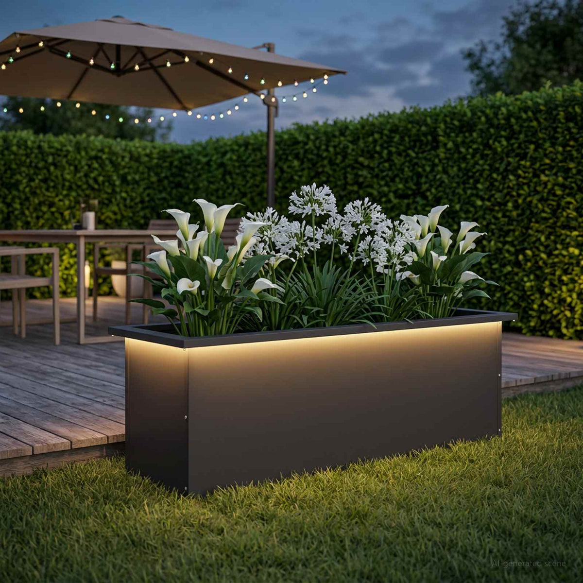 Plantenbak met led Zwart 30 x 100 x 30 cm Staal is nu te koop bij PeponiXL, paradijselijk wonen!