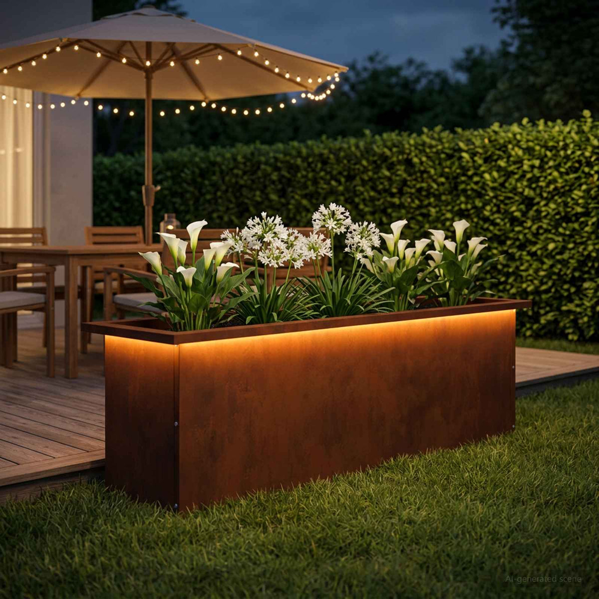 Plantenbak met led Roestkleurig 30 x 100 x 30 cm weervast staal is nu te koop bij PeponiXL, paradijselijk wonen!