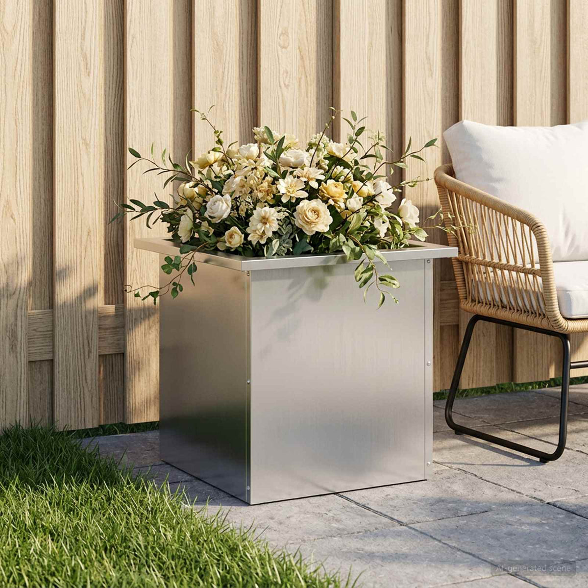 Plantenbak met led zilver 40 x 40 x 40 cm Gegalvaniseerd staal is nu te koop bij PeponiXL, paradijselijk wonen!