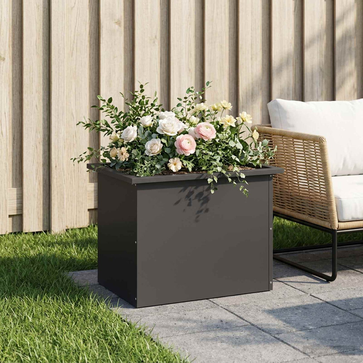 Plantenbak met led Zwart 40 x 60 x 40 cm Staal is nu te koop bij PeponiXL, paradijselijk wonen!