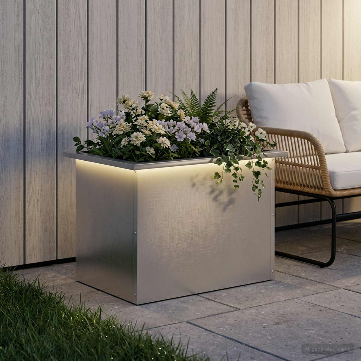 Plantenbak met led zilver 40 x 60 x 40 cm Roestvrij staal is nu te koop bij PeponiXL, paradijselijk wonen!