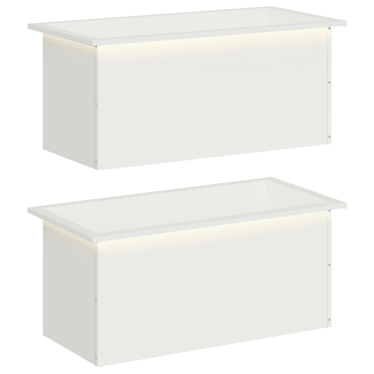 vidaXL Plantenbak met led 2 st Wit 40 x 80 x 40 cm Staal