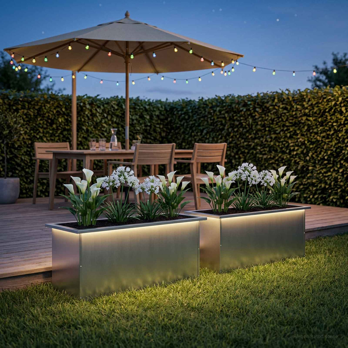 Plantenbak met led 2 st zilver 40 x 80 x 40 cm is nu te koop bij PeponiXL, paradijselijk wonen!