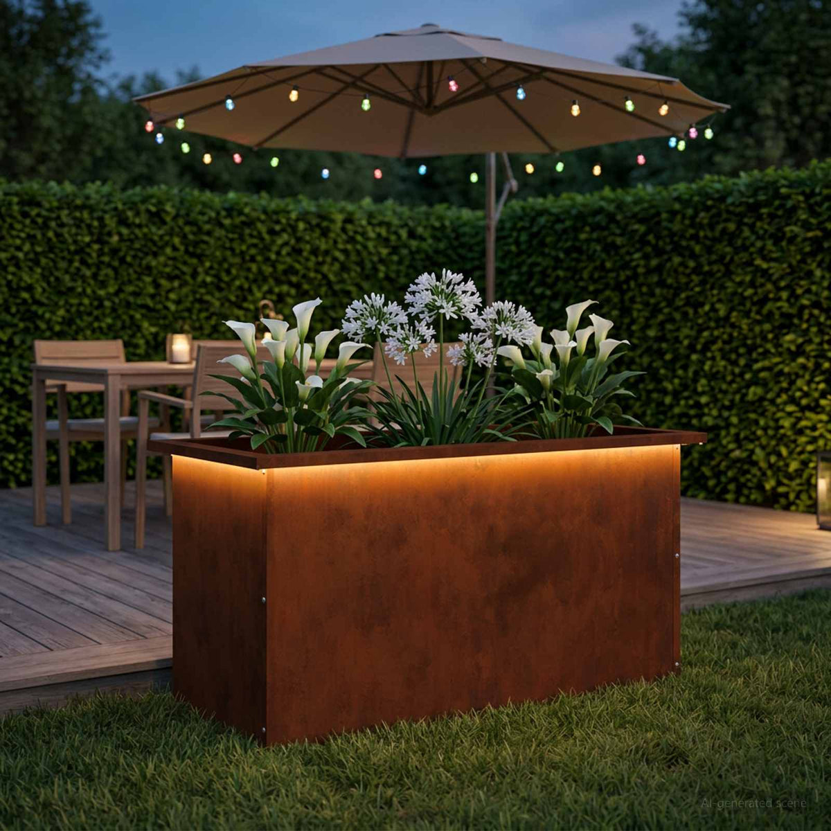 Plantenbak met led Roestkleurig 40 x 80 x 40 cm weervast staal is nu te koop bij PeponiXL, paradijselijk wonen!