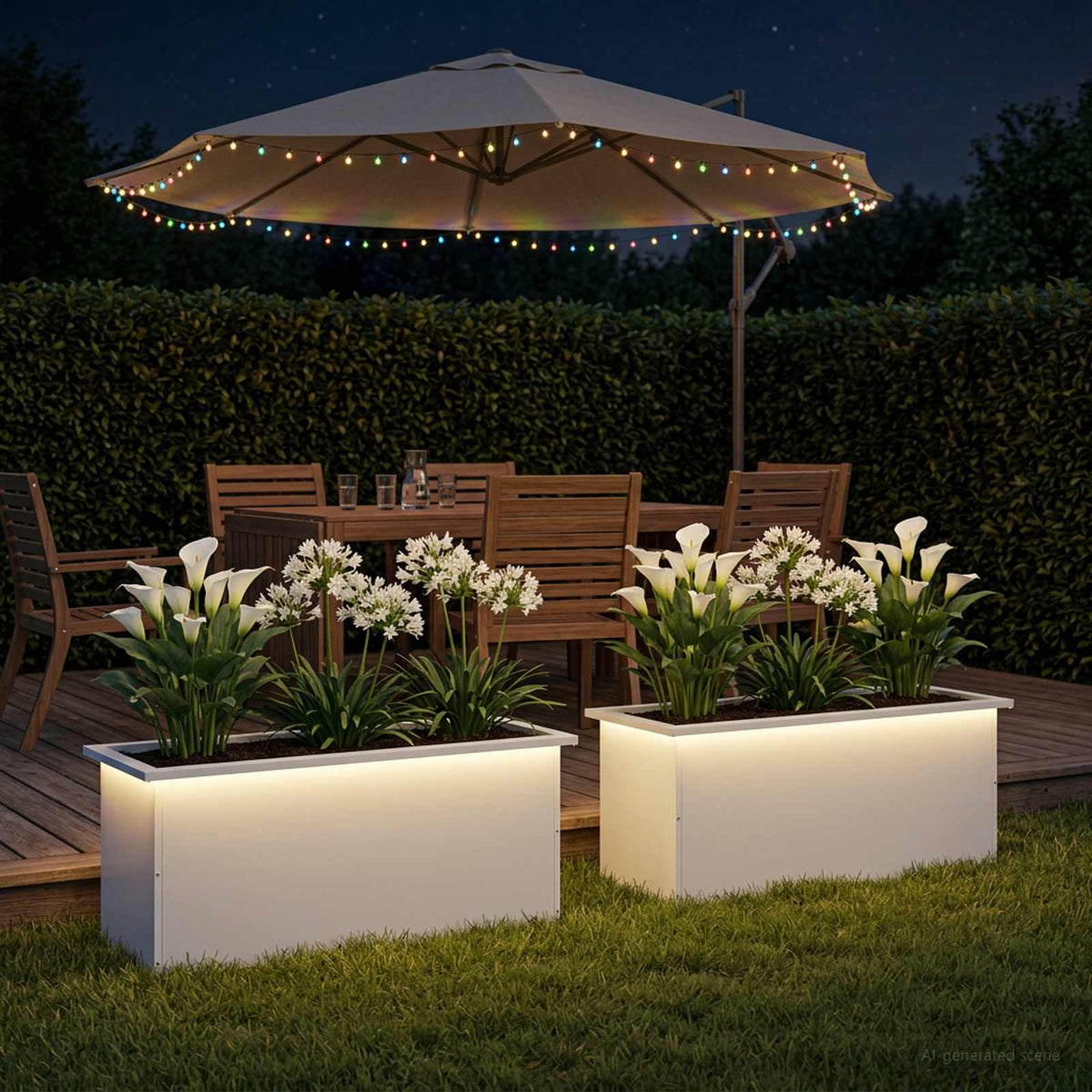 Plantenbak met led 2 st Wit 40 x 100 x 40 cm Staal is nu te koop bij PeponiXL, paradijselijk wonen!
