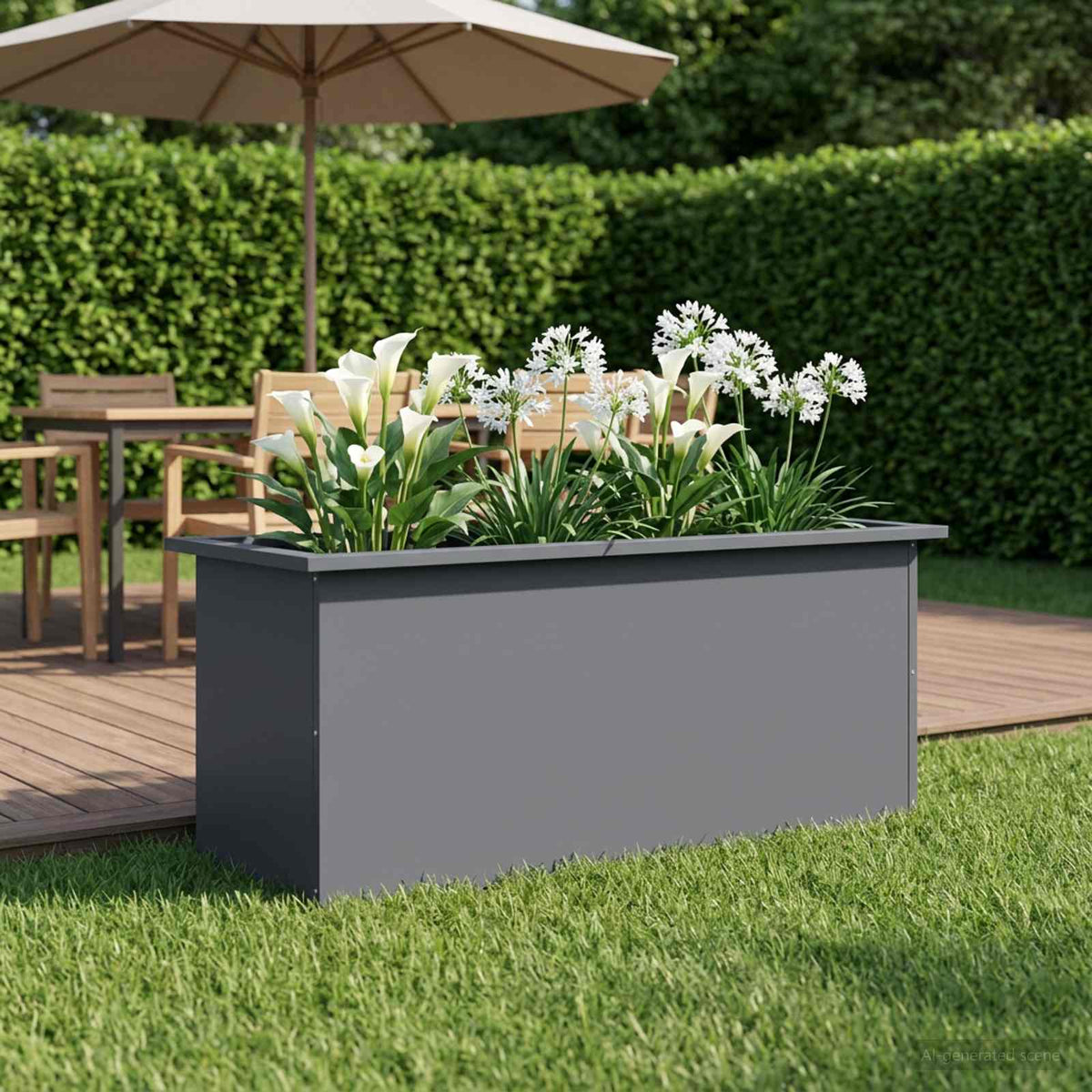 Plantenbak met led Antraciet 40 x 100 x 40 cm Staal is nu te koop bij PeponiXL, paradijselijk wonen!