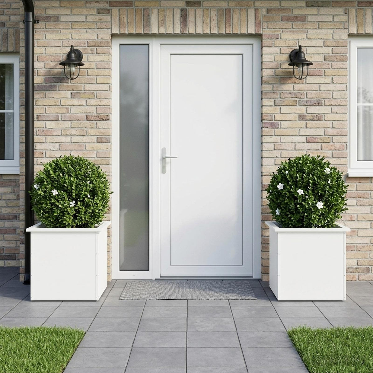 vidaXL Plantenbak met led 2 st Wit 50 x 50 x 48 cm Staal